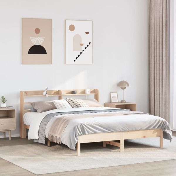 vidaXL Estructura de cama sin colch&oacute;n madera de pino blanca 140x200 cm