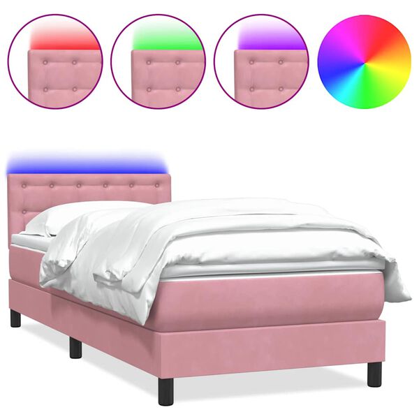 vidaXL Cama box spring con colch&oacute;n terciopelo rosa 80x210 cm