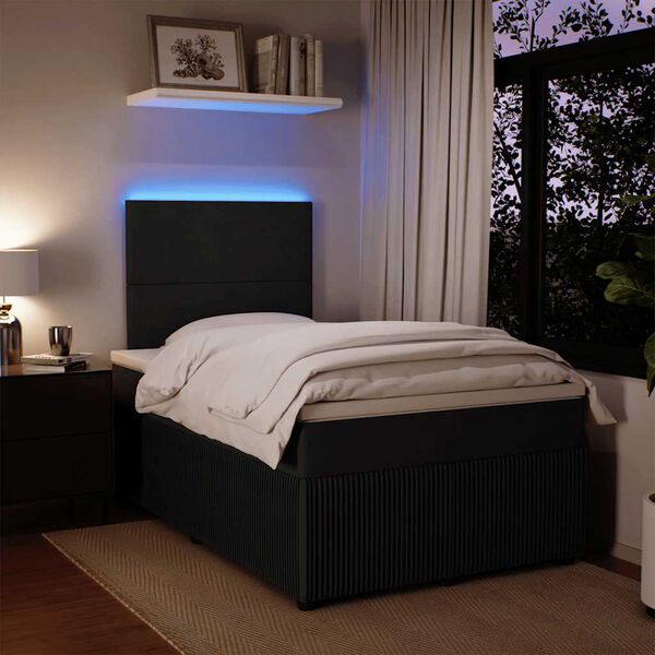 vidaXL Cama box spring con colch&oacute;n terciopelo negro 120x200 cm