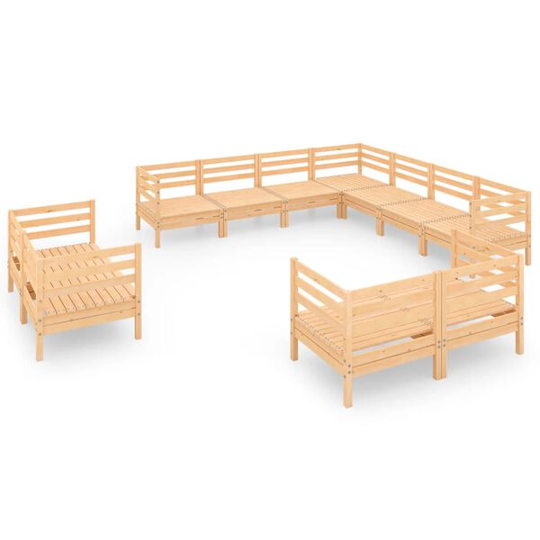 vidaXL Juego de muebles de jard&iacute;n 11 piezas madera maciza de pino