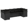 vidaXL Set de comedor de jard&iacute;n 7 pzas y cojines rat&aacute;n sint&eacute;tico negro
