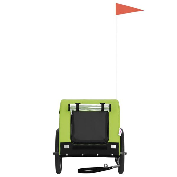 vidaXL Remolque de bicicleta mascotas hierro tela Oxford verde negro