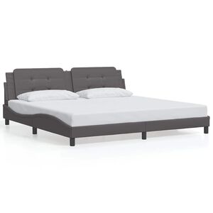 vidaXL Estructura de cama sin colch&oacute;n Zadar cuero sint&eacute;tico gris 200x200 cm