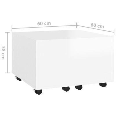 vidaXL Mesa de centro madera contrachapada blanco brillo 60x60x38 cm