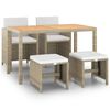 vidaXL Set comedor de jard&iacute;n 5 pzas con cojines rat&aacute;n sint&eacute;tico beige