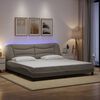 vidaXL Estructura de cama con LED sin colch&oacute;n Hvar tela gris taupe 200x200 cm