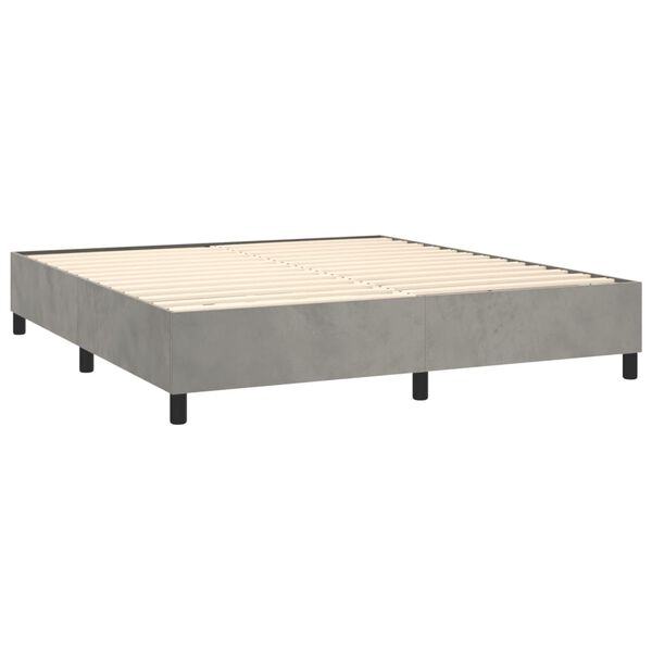 vidaXL Cama box spring con colch&oacute;n terciopelo gris claro 200x200 cm