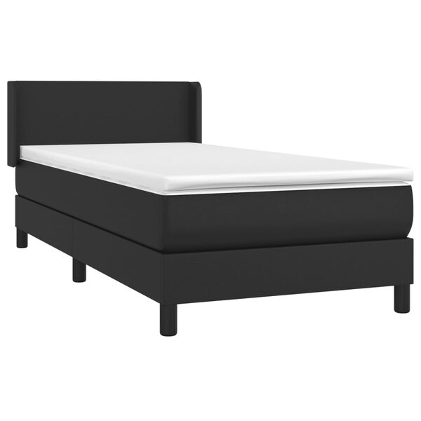 vidaXL Cama box spring con colch&oacute;n cuero sint&eacute;tico negro 90x190 cm