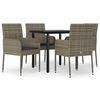 vidaXL Set comedor jard&iacute;n 5 pzas y cojines rat&aacute;n sint&eacute;tico negro gris