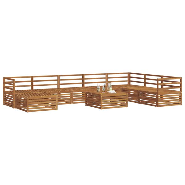 vidaXL Juegos de sof&aacute;s 9 pcs Natural Madera de Acacia S&oacute;lida