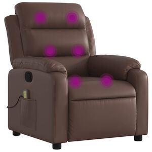 vidaXL Sill&oacute;n de masaje reclinable cuero sint&eacute;tico marr&oacute;n