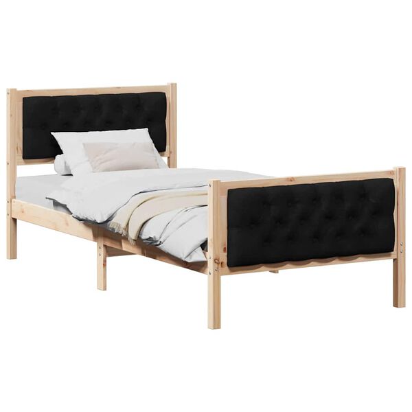 vidaXL Estructura de cama Negro 90 x 200 cm Madera de pino macizo
