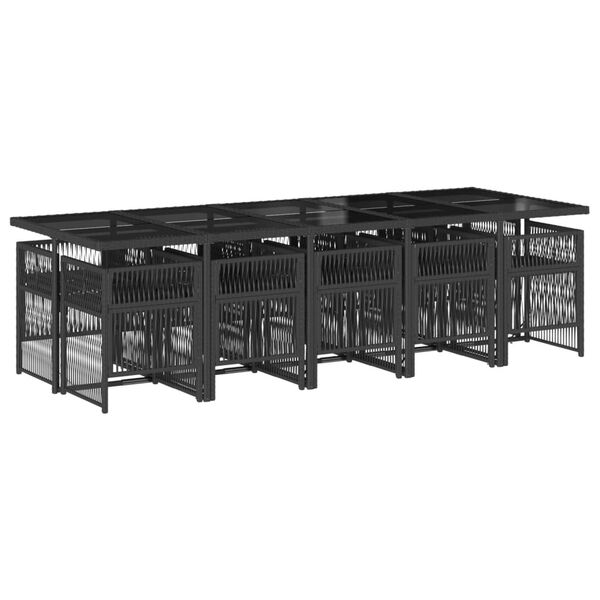 vidaXL Set de comedor jard&iacute;n 11 pzas con cojines rat&aacute;n sint&eacute;tico negro