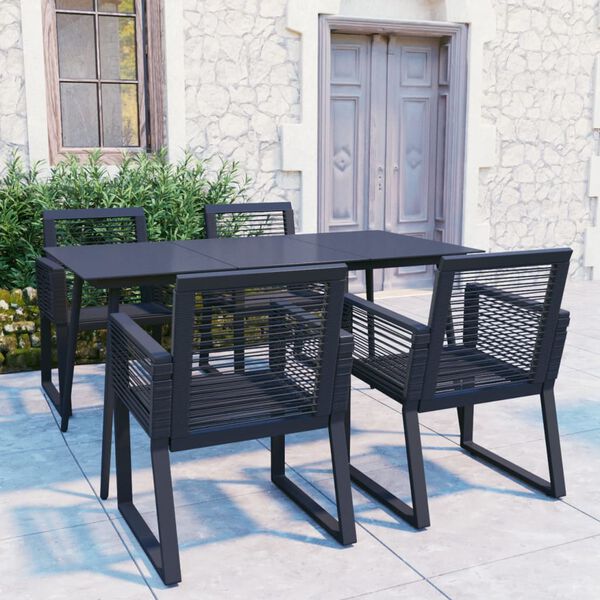 vidaXL Juego de comedor para jardín 5 piezas ratán PVC negro