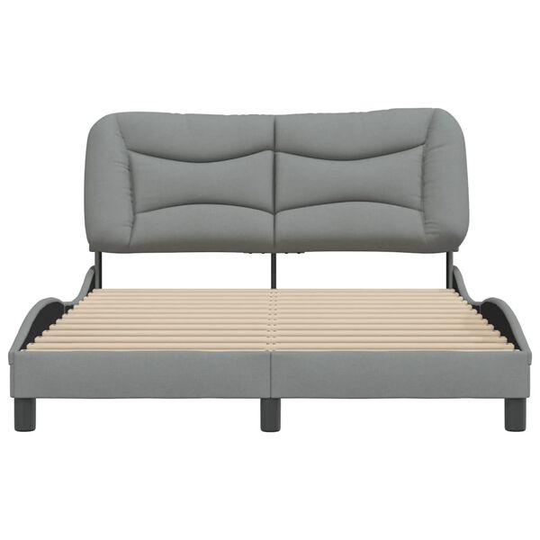 vidaXL Estructura de cama sin colch&oacute;n Hvar tela gris claro 140x190 cm