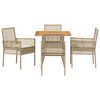 vidaXL Conjunto de Comedor de Jard&iacute;n 5 pcs Beige rat&aacute;n sint&eacute;tico