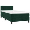 vidaXL Cama box spring colch&oacute;n y LED terciopelo verde oscuro 100x200cm