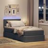 vidaXL Cama con almacenamiento y LED Gris oscuro 100 x 200 cm tela
