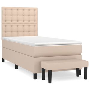 vidaXL Cama box spring con colch&oacute;n cuero sint&eacute;tico capuchino 90x190 cm