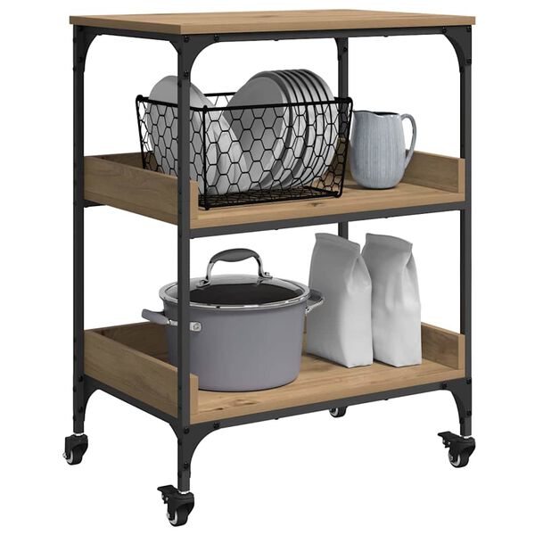 vidaXL Carro de Cocina Roble artesanal 60 x 41 x 80.5 cm