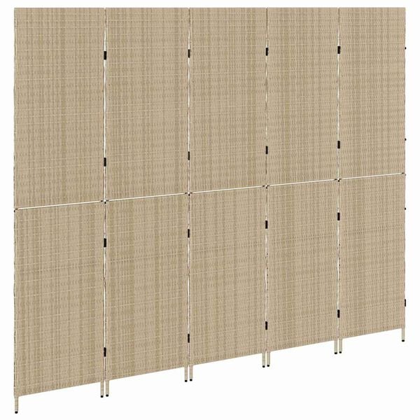 vidaXL Separador de habitaciones Beige 242 x 180 cm rat&aacute;n sint&eacute;tico