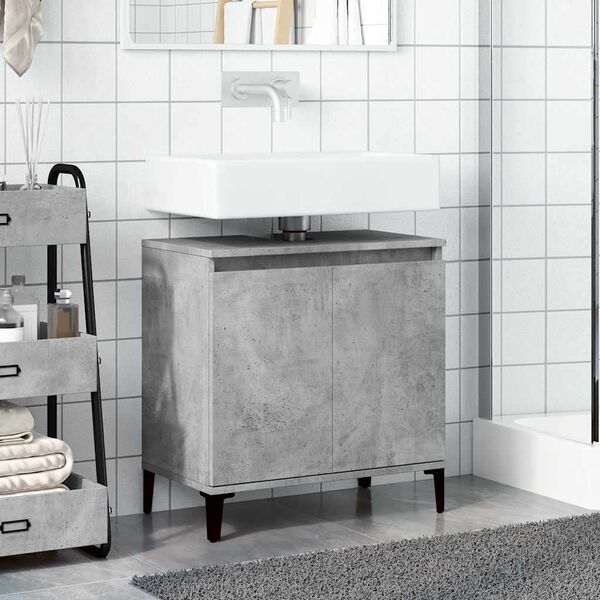 vidaXL Armario de lavabo madera contrachapada gris hormig&oacute;n 58x33x60cm