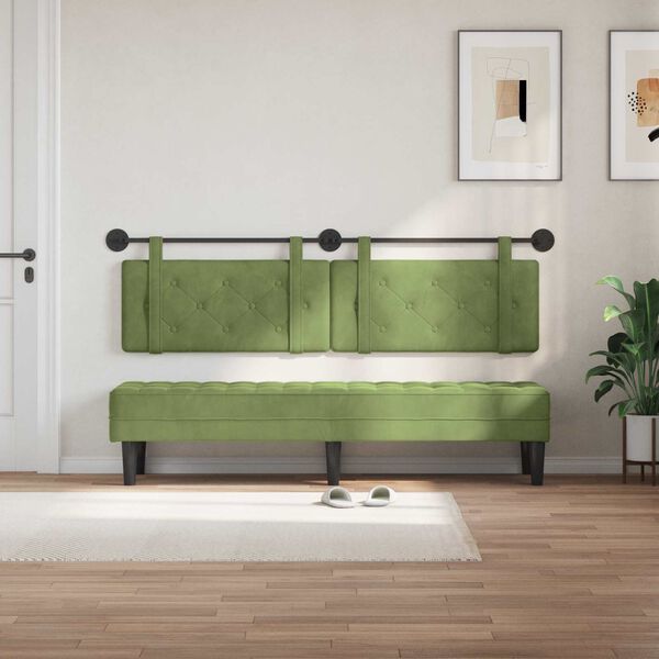 vidaXL Cabecera Colgante Verde claro 190 x 55 x 5 cm Terciopelo
