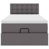 vidaXL Cama otomana colch&oacute;n cuero sint&eacute;tico gris 90x190 cm