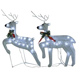 vidaXL Renos de Navidad 2 unidades 40 LED blanco