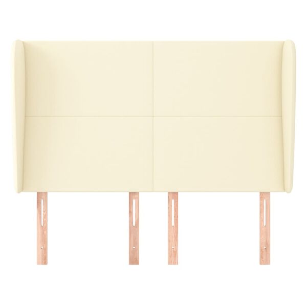 vidaXL Cabecero con orejas de cuero sint&eacute;tico crema 147x23x118/128cm