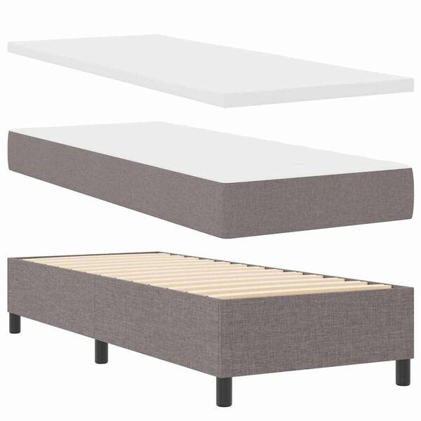 vidaXL Cama tipo Box Spring con colch&oacute;n Taup&eacute; 80 x 200 cm tela