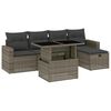 vidaXL Set de muebles de jard&iacute;n 6 pzas y cojines rat&aacute;n sint&eacute;tico gris