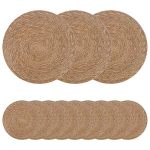 vidaXL Manteles de hierba marina 12 uds. Natural 100% Hierba marina