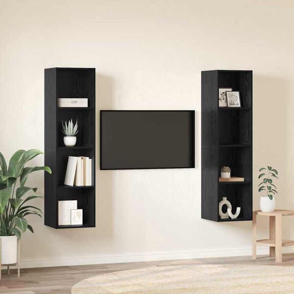 vidaXL Conjunto de mueble de TV 2 pcs Negro 37 x 37 x 142,5 cm
