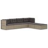 vidaXL Set de muebles de jard&iacute;n 6 pzas y cojines rat&aacute;n sint&eacute;tico gris