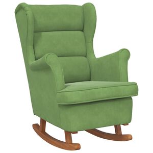 vidaXL Mecedora con respaldo alto de terciopelo y madera maciza
