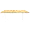 vidaXL Toldo autom&aacute;tico LED sensor de viento amarillo y blanco 5x3,5 m