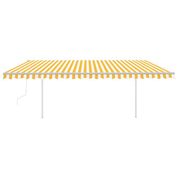vidaXL Toldo autom&aacute;tico LED sensor de viento amarillo y blanco 5x3,5 m