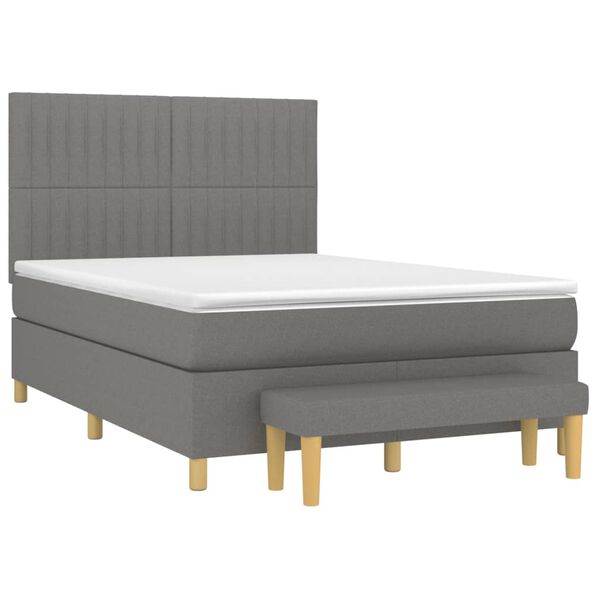 vidaXL Cama box spring con colch&oacute;n tela gris oscuro 140x190 cm