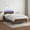 vidaXL Cama box spring con colch&oacute;n y LED tela marr&oacute;n oscuro 120x190 cm