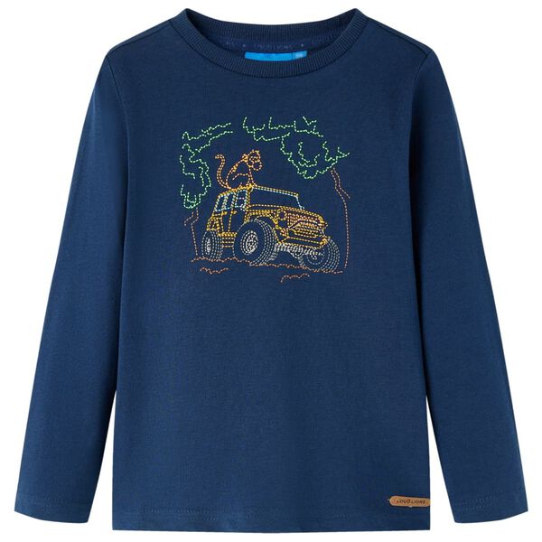 Camiseta infantil de manga larga azul marino 128