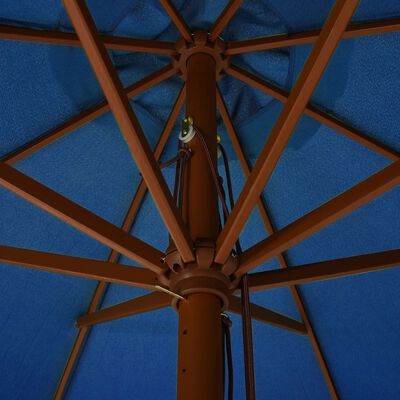 vidaXL Sombrilla de jardín con palo de madera azul celeste 330 cm