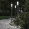 vidaXL Balizas luminosas con sensor, 3 unidades, 110 cm, acero inoxidable, IP44