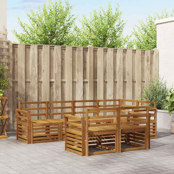 vidaXL Juegos de sof&aacute;s 7 pcs Natural Madera de Acacia S&oacute;lida
