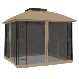 vidaXL Cenador doble techo y paredes de malla acero taupe 2,94x2,94 m