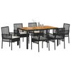 vidaXL Conjunto de Comedor de Jard&iacute;n 7 pcs Negro rat&aacute;n sint&eacute;tico