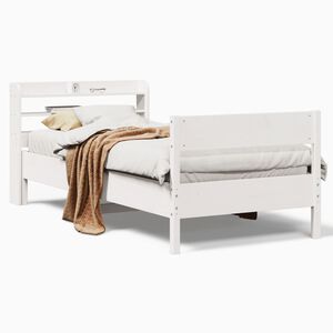 vidaXL Estructura de cama sin colch&oacute;n madera maciza blanca 90x190 cm