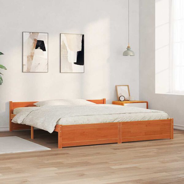 vidaXL Estructura de cama Marrón cera 205.5 x 95.5 x 51 cm