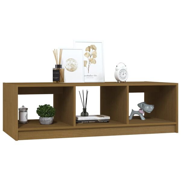 vidaXL Mesa de centro de madera maciza pino marr&oacute;n miel 110x50x34 cm