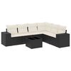 vidaXL Set de comedor de jard&iacute;n 7 pzas y cojines rat&aacute;n sint&eacute;tico negro